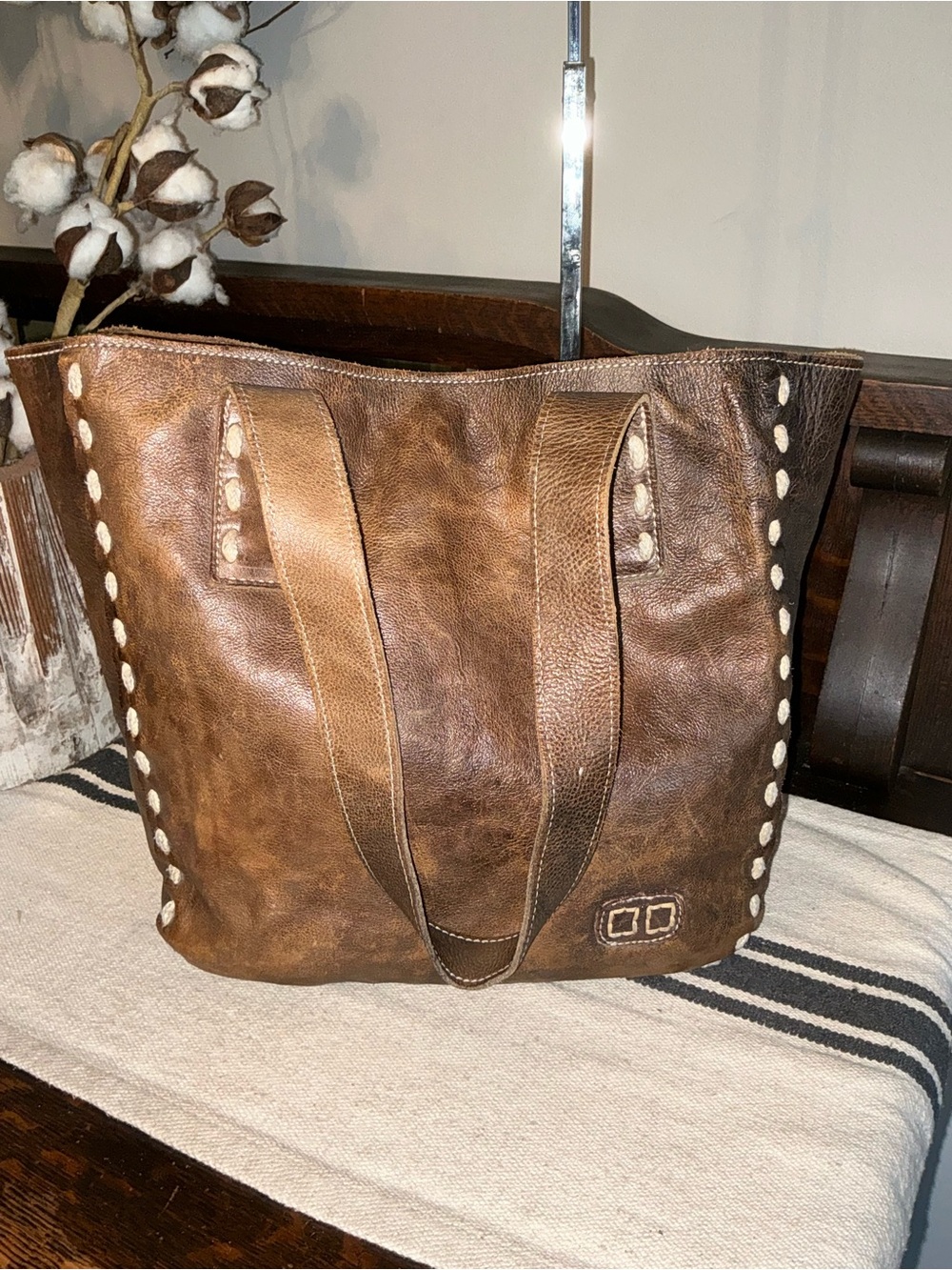 Bed Stu Leather Stevie Tote Shoulder Bag Brown Teak Rustic Retail $275 - Picture 10 of 13